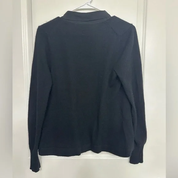 Aqua Cashmere Silk-Trim Blazer Cardigan Black S - Picture 3 of 4